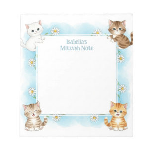 Blue Cats Personalised Mitzvah Notes Notepad
