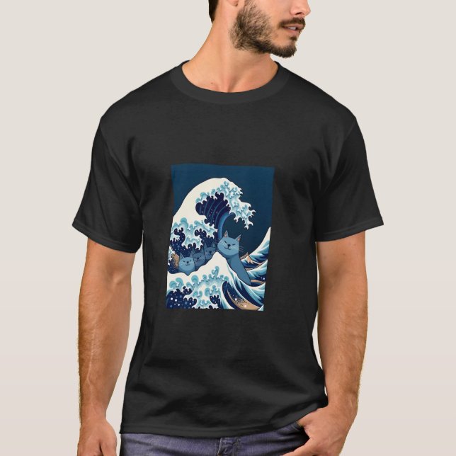 Blue Cats Wave For Kamala Funny Cat Lady T Shirt (Front)