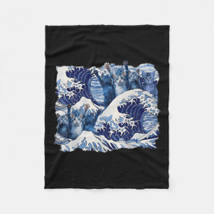 Blue Cats Wave For Kamala Harris Blue Wave Of Cat  Fleece Blanket