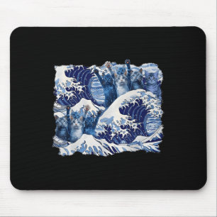 Blue Cats Wave For Kamala Harris Blue Wave Of Cat Mouse Pad