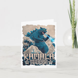 Blue Cats Wave For Kamala Harris Japanese Art Kaij Card