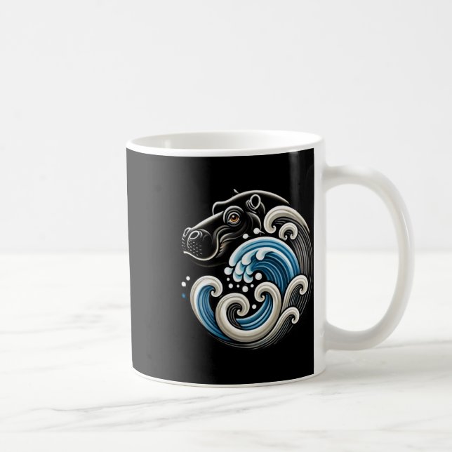 Blue Cats Wave Funny Blue Wave Of Moo Deng Cute Ba Coffee Mug (Right)