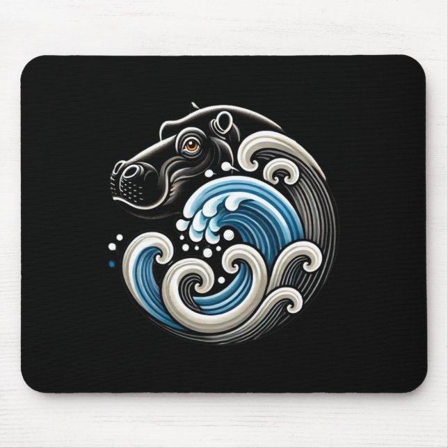 Blue Cats Wave Funny Blue Wave Of Moo Deng Cute Ba Mouse Pad (Front)