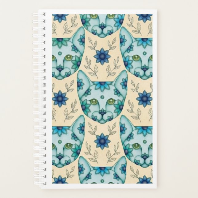 BLUE CATS with FLOWERS PLANNER (Front)