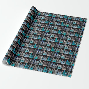 Blue cats wrapping paper