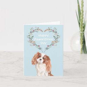 Blue Cavalier King Charles Spaniel Dog Valentines Holiday Card