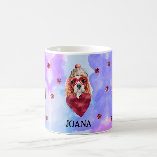 Blue Cavalier Spaniel Valentine's Day Gift Dog Coffee Mug (Center)