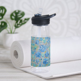 Blue Celebration Floral Water Bottle