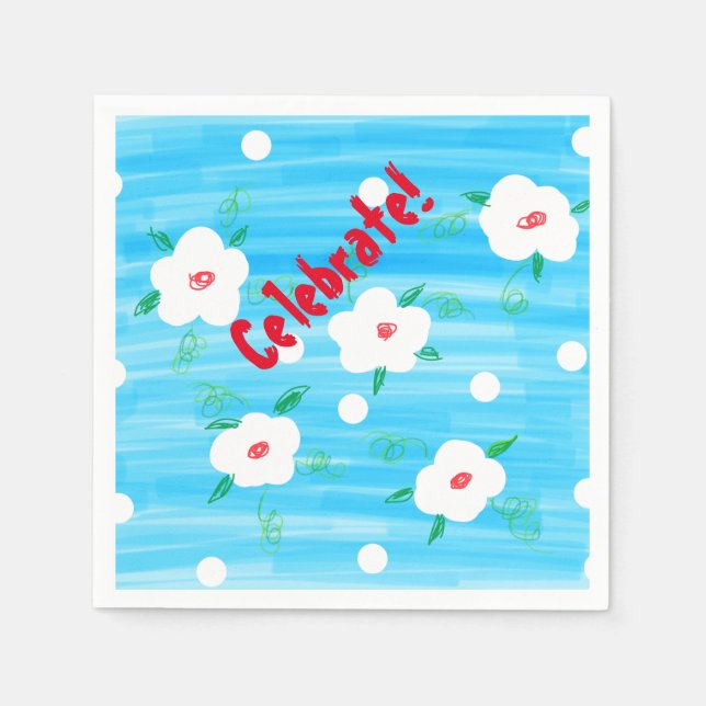 Blue Celebration Napkins (Front)