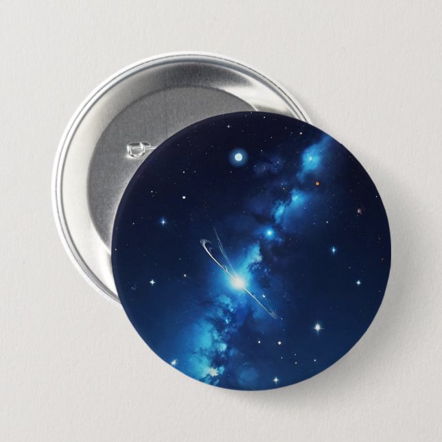 Blue celestial galaxy of stars 7.5 cm round badge (Front & Back)