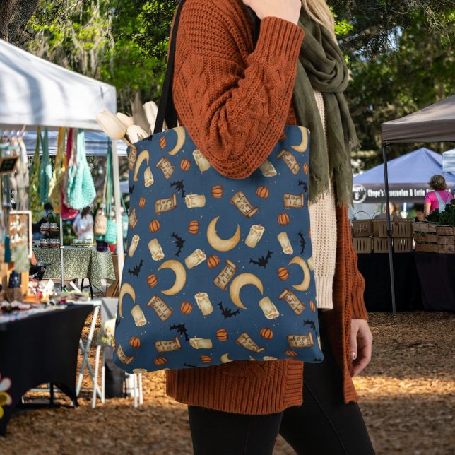 Blue Celestial Halloween Witchy Moon Tote Bag (Creator Uploaded)