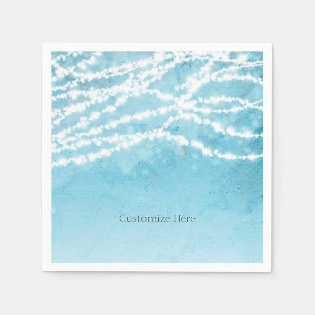 Blue Celestial String Lights Rustic Wedding Party Napkin (Front)