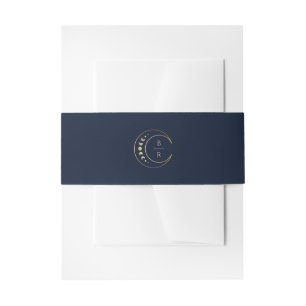 Blue Celestial Wedding Invitation Belly Band