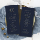 Blue Celestial Wedding Programme<br><div class="desc">The "Blue Celestial Wedding Program" becomes a visual guide to your celestial celebration against a sophisticated blue canvas. The crescent moon, stars, and moon phases, along with the stylishly simple customisable initials of the couple, become celestial beacons. Moon phases subtly woven into the design symbolise the unfolding chapters of your...</div>
