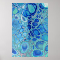 Blue Cells Navy Fluid Abstract Modern Marble Art