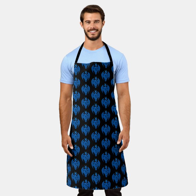Blue Celtic Dragon Apron (Worn)