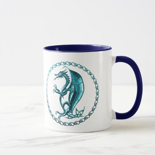 Blue Celtic Dragon Coffee Mug (Right)