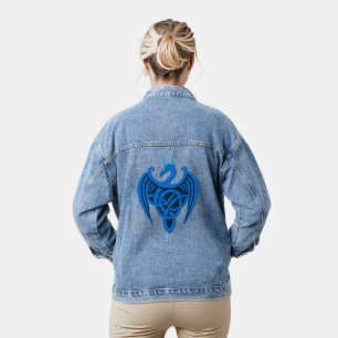 Blue Celtic Dragon Denim Jacket