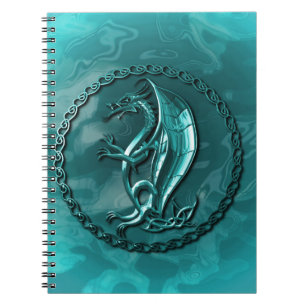 Blue Celtic Dragon Spiral Notebook