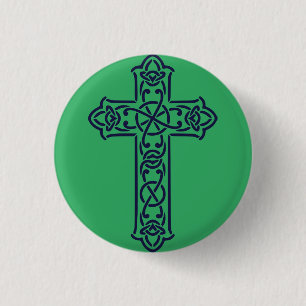 Blue Celtic High cross 3 Cm Round Badge