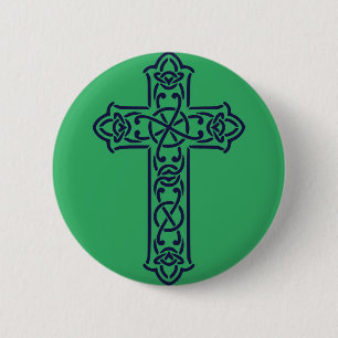 Blue Celtic High cross 6 Cm Round Badge