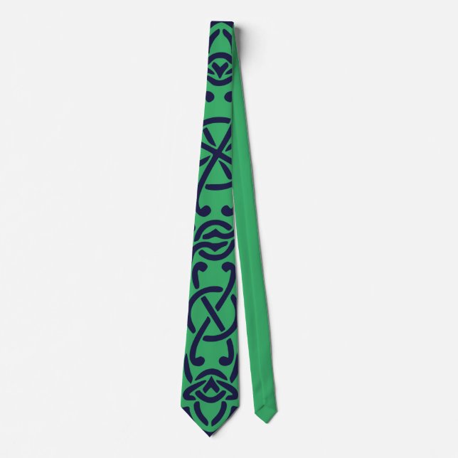Blue Celtic High Cross Insular Sacred Art Tie (Front)
