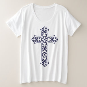 Blue Celtic High cross Plus Size T-Shirt