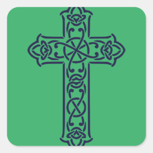 Blue Celtic High cross Square Sticker