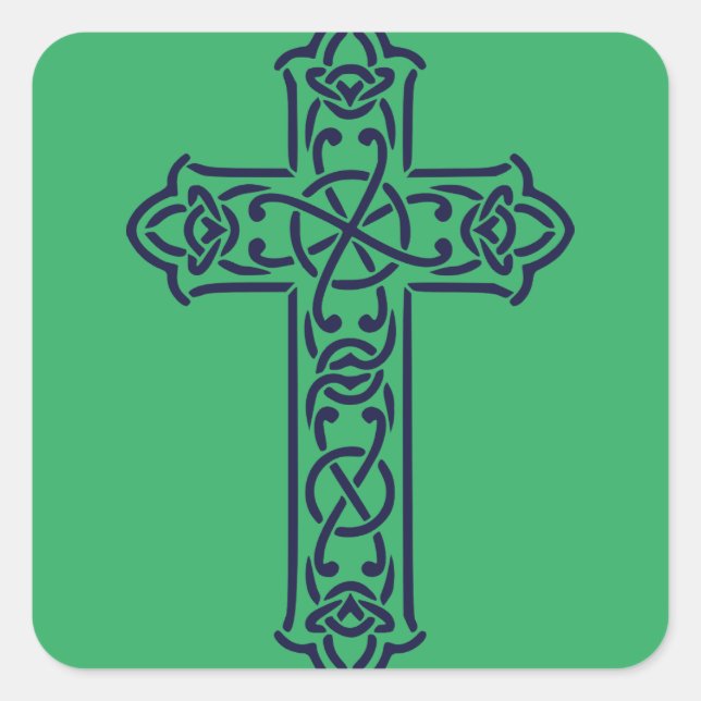 Blue Celtic High cross Square Sticker (Front)