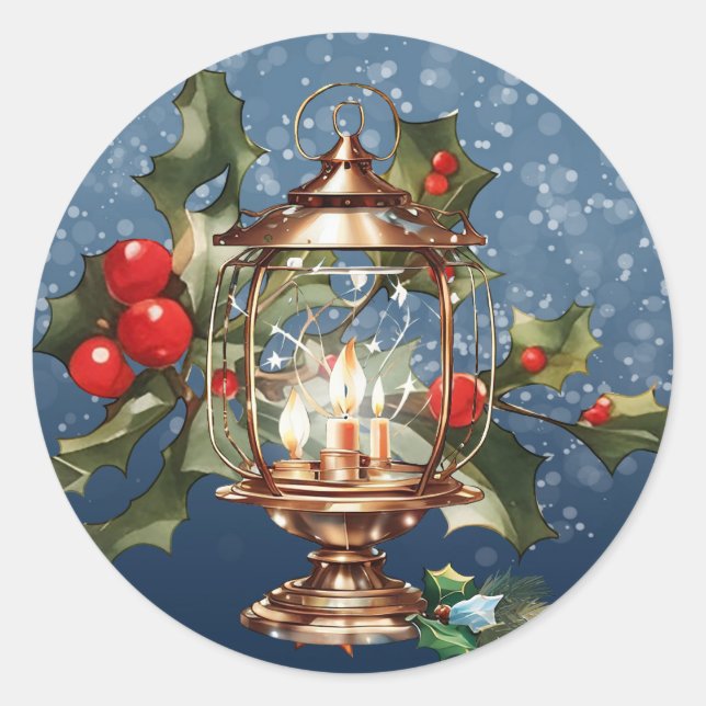 Blue ceramic Christmas ornament Classic Round Sticker (Front)