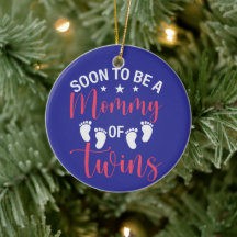 Blue Ceramic Soon to be Twin Mummy 