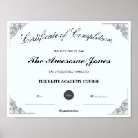 Blue Certificate of Completion Custom Logo
