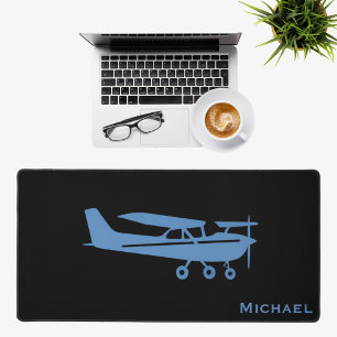 Blue Cessna Aeroplane Pilot Aviation Custom Office Desk Mat