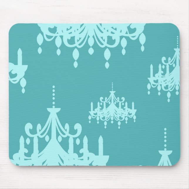 blue chadelier damask on aqua blue mouse pad (Front)