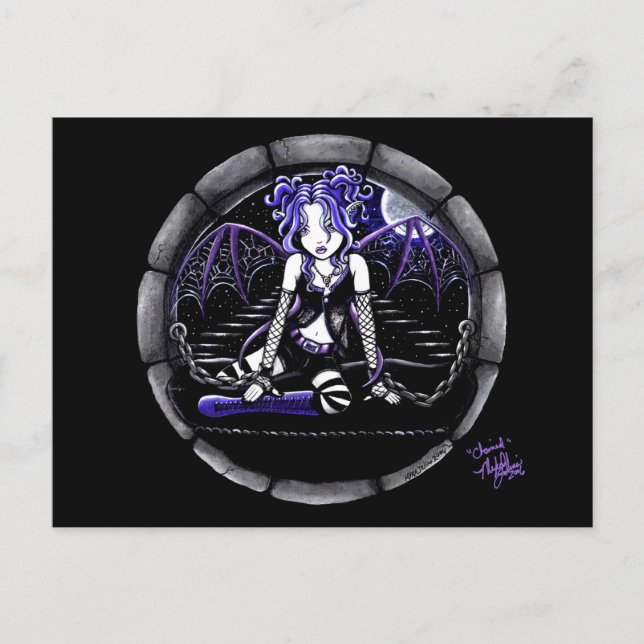 "Blue Chained" Gothic Fairy Art Postcard (Front)