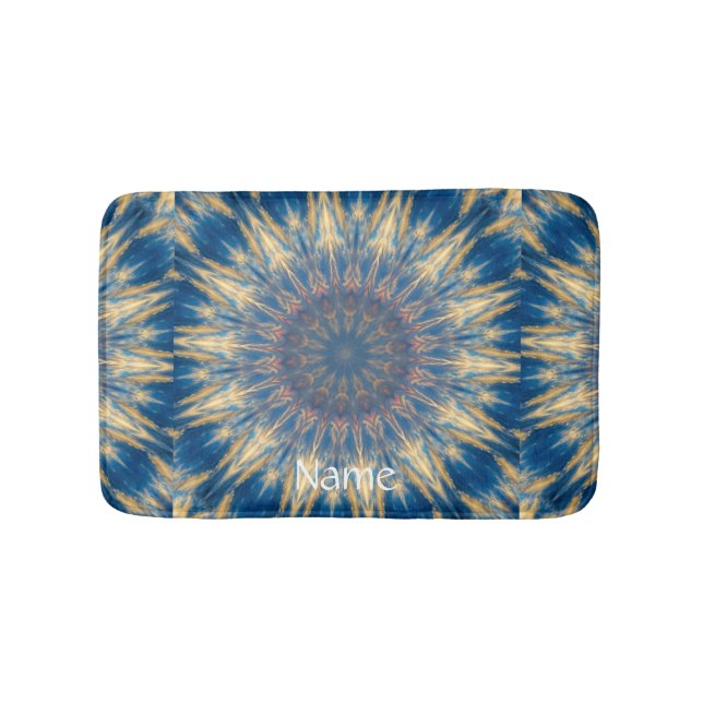 Blue Chakra Kaleidoscope Thunder_Cove Bath Mat (Front)