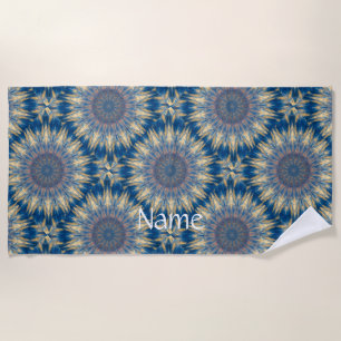 Blue Chakra Kaleidoscope Thunder_Cove Beach Towel