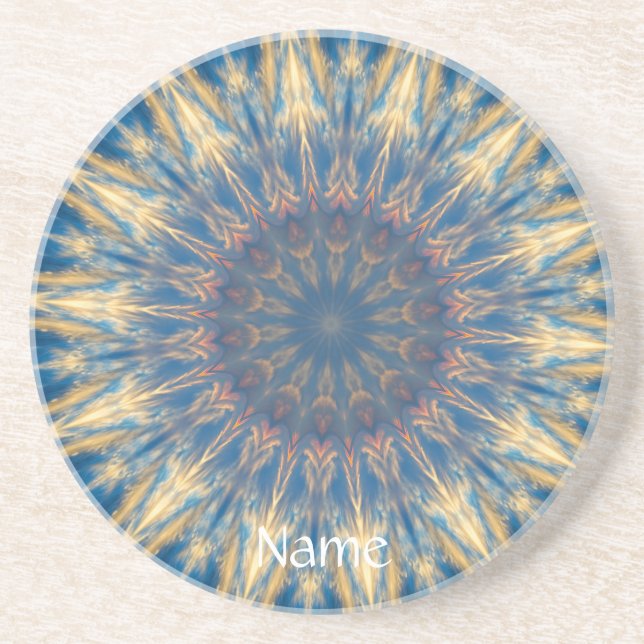 Blue Chakra Kaleidoscope Thunder_Cove Coaster (Front)