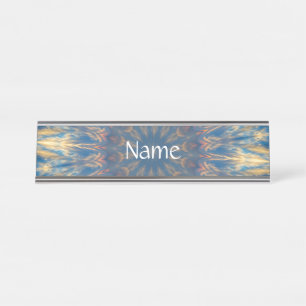 Blue Chakra Kaleidoscope Thunder_Cove Desk Name Plate