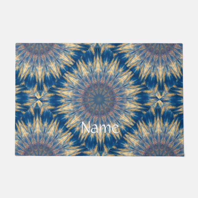 Blue Chakra Kaleidoscope Thunder_Cove Doormat (Front)
