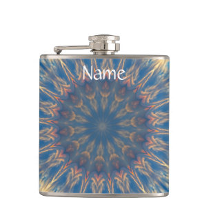 Blue Chakra Kaleidoscope Thunder_Cove Hip Flask