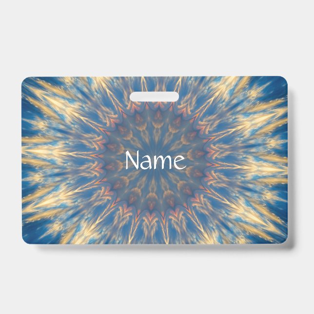 Blue Chakra Kaleidoscope Thunder_Cove  ID Badge (Front)