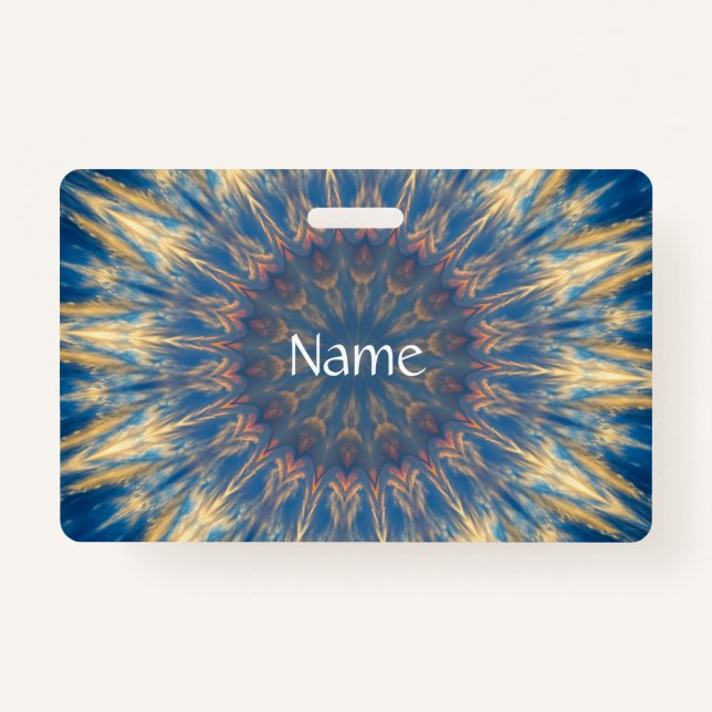 Blue Chakra Kaleidoscope Thunder_Cove  ID Badge (Front)