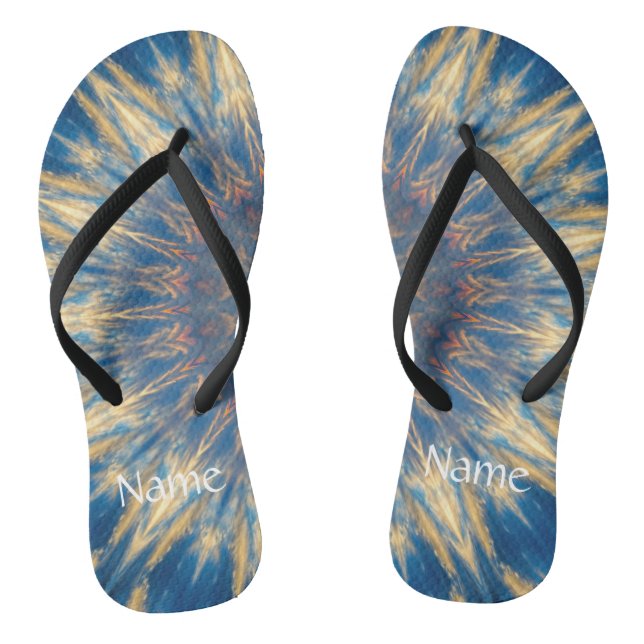 Blue Chakra Kaleidoscope Thunder_Cove  Jandals (Footbed)