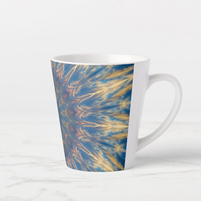 Blue Chakra Kaleidoscope Thunder_Cove  Latte Mug (Right)