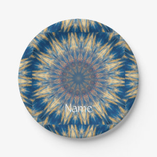 Blue Chakra Kaleidoscope Thunder_Cove Paper Plate
