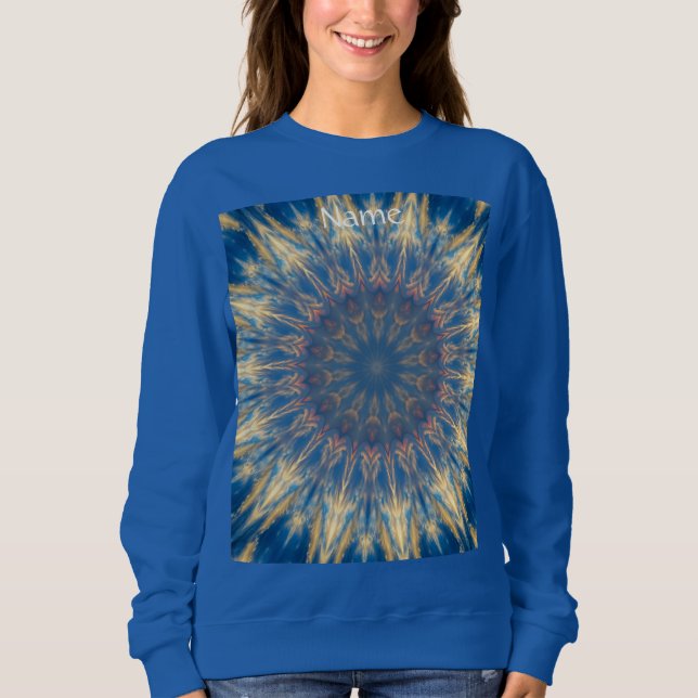 Blue Chakra Kaleidoscope Thunder_Cove Sweatshirt (Front)