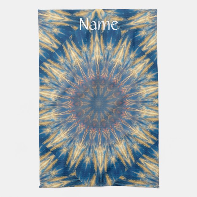 Blue Chakra Kaleidoscope Thunder_Cove  Tea Towel (Vertical)