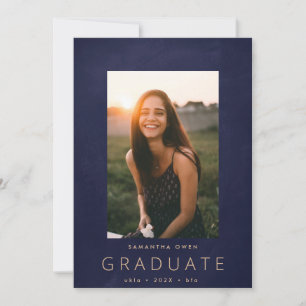 Blue Chalk Border Modern Photo University Grad Announcement