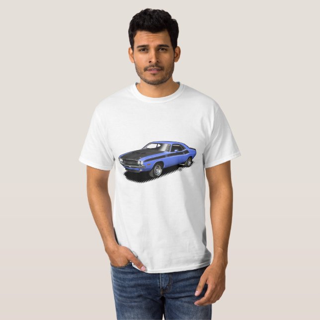 Blue Challenger classic car t-shirt (Front Full)